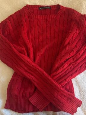 Brandy Melville Bright Red Cable Crewneck Sweater